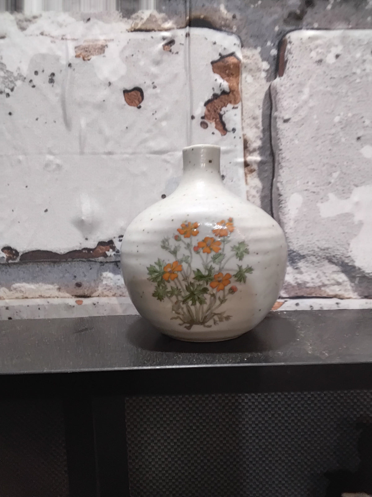 vintage Takahashi San Francisco speckled stoneware bud vase