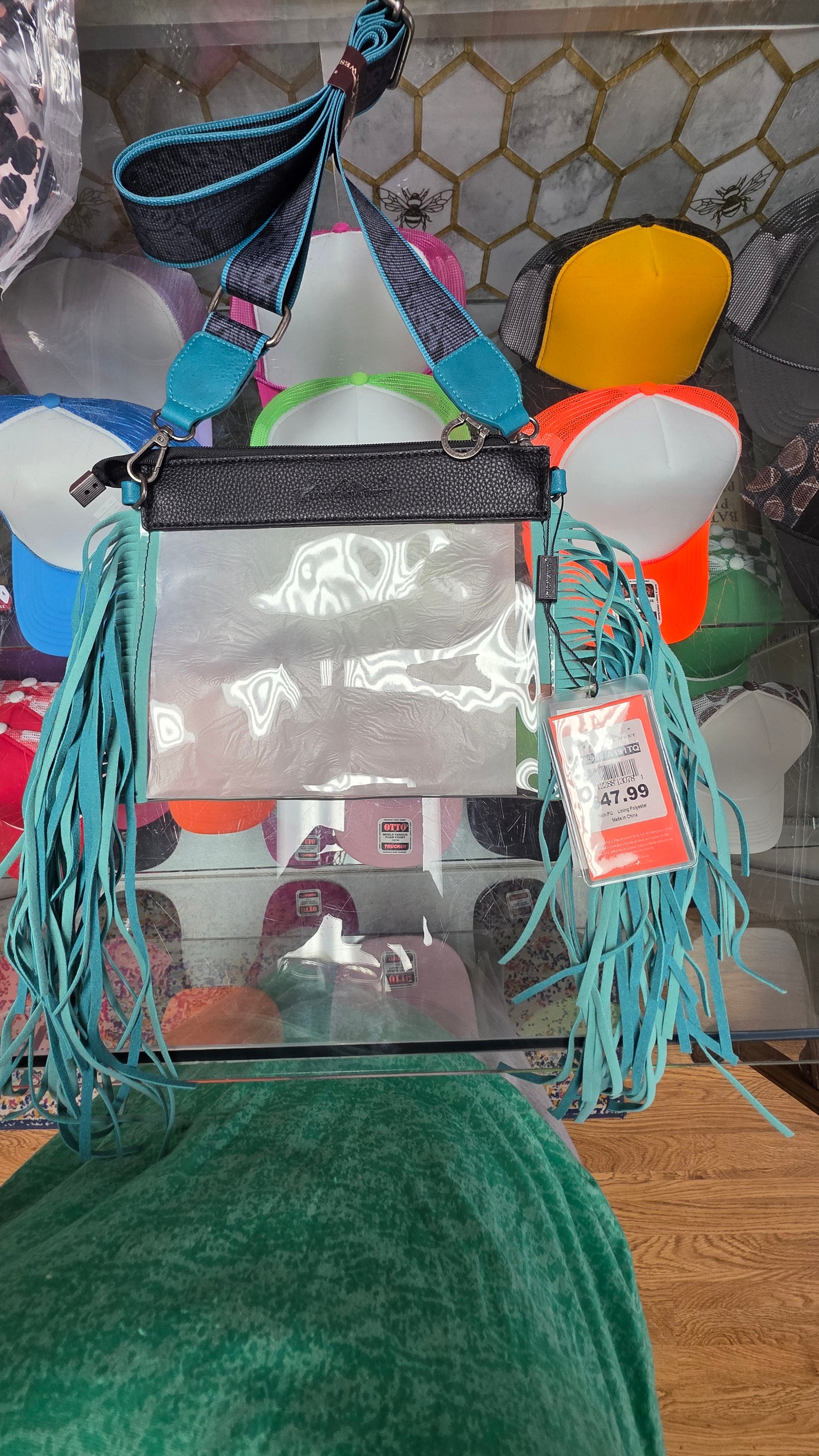 Montana West Lots of Fringe Stadium Clear Crossbody Bag