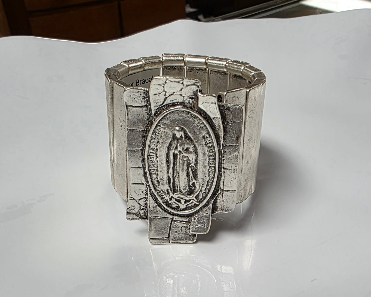 Virgin Mary Large Silver Bracelet