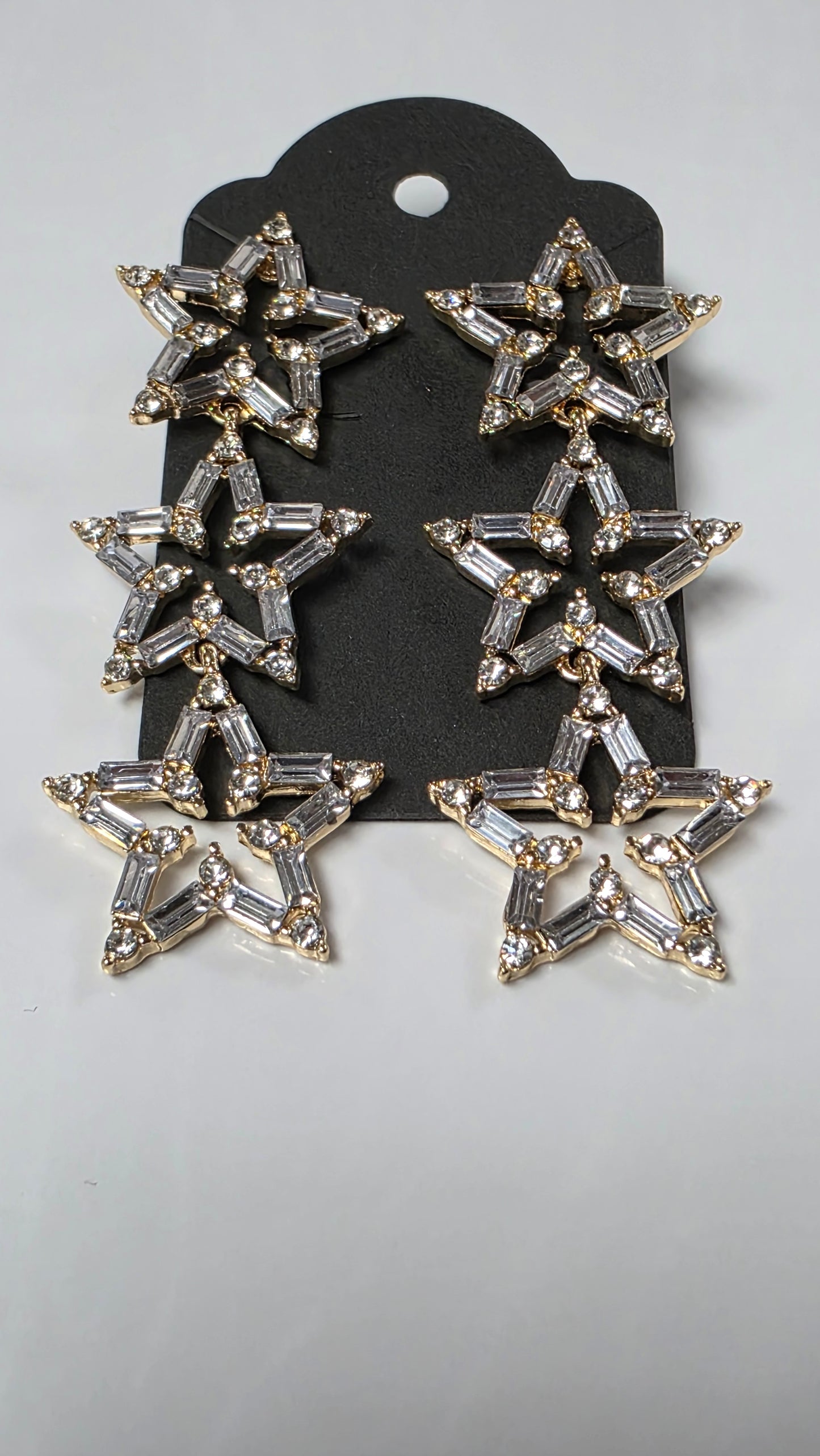Baguette 3 Star Waterfall Earrings