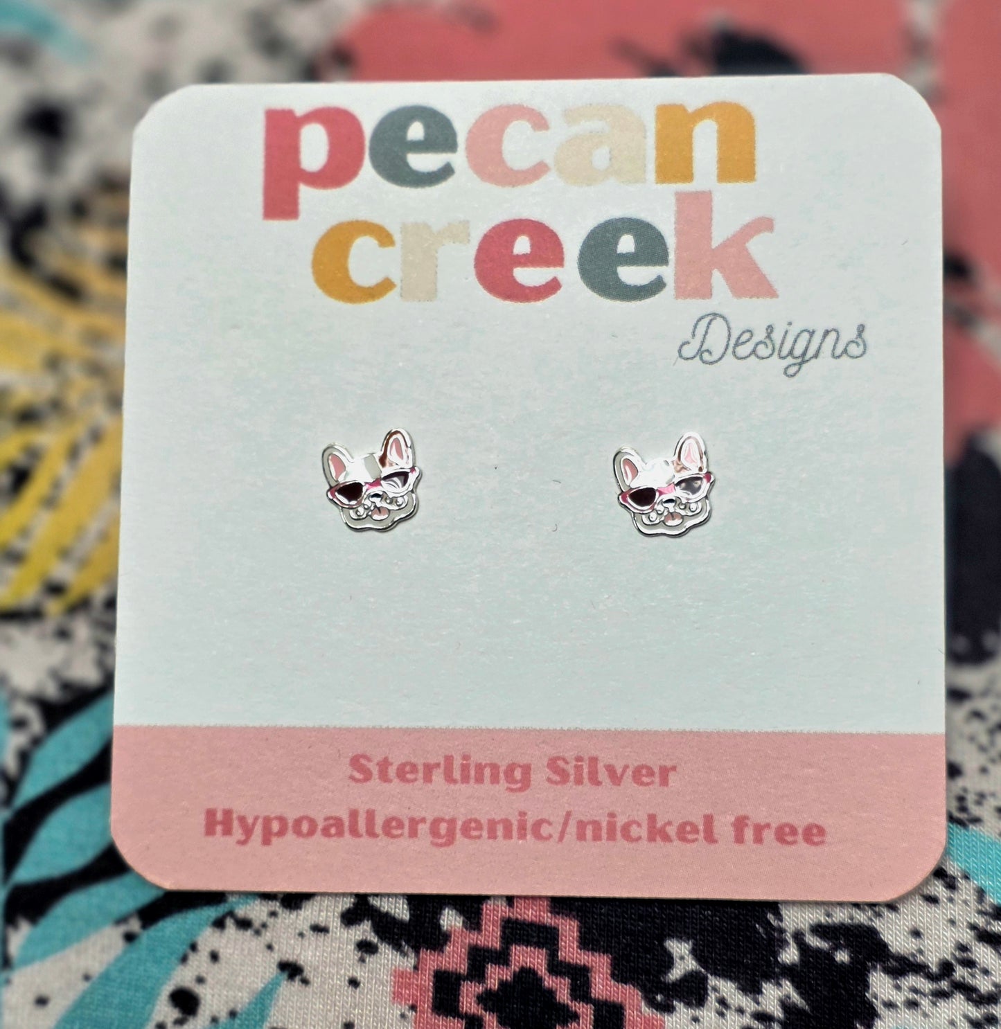 Mini Frenchie Sterling Silver Stud Earrings