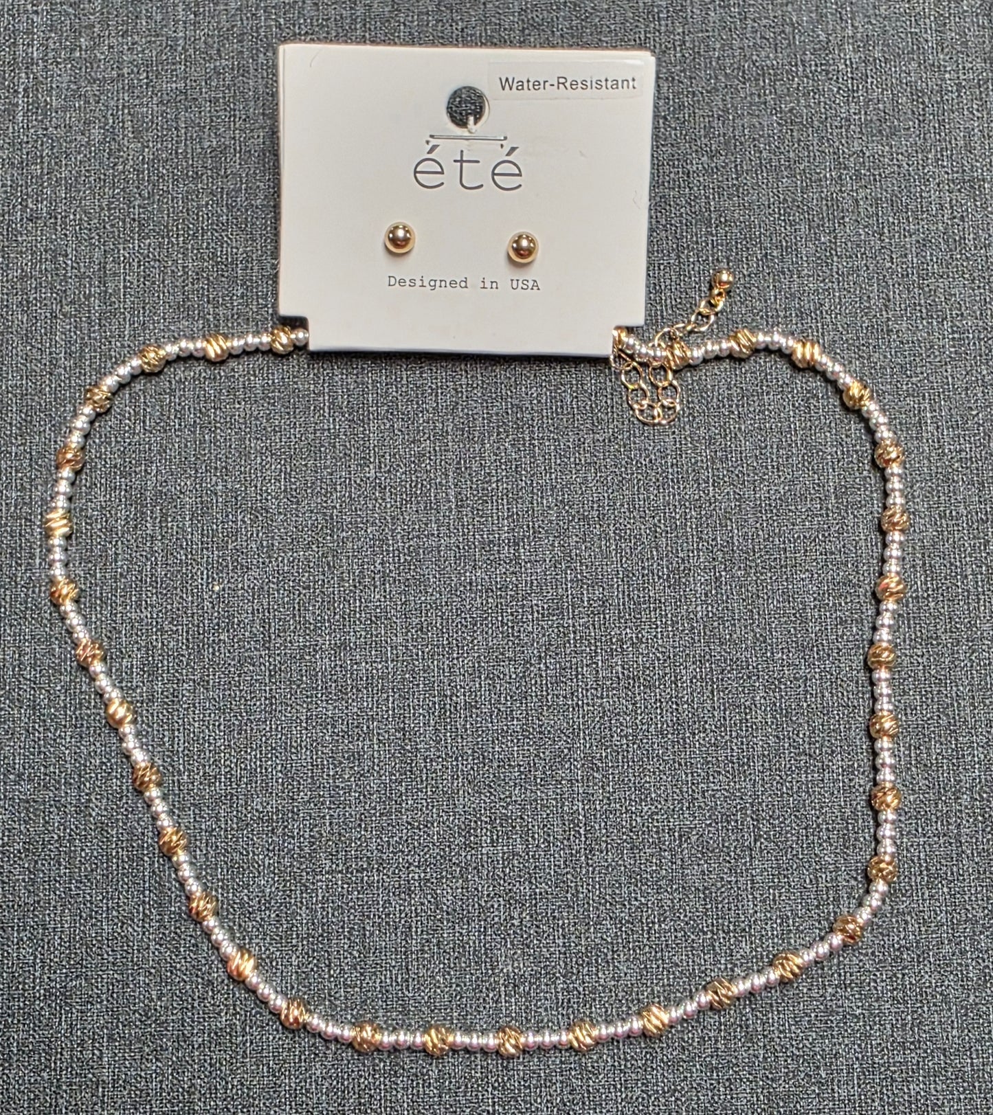 Gold & Silver Chain & Stud Earrings Set