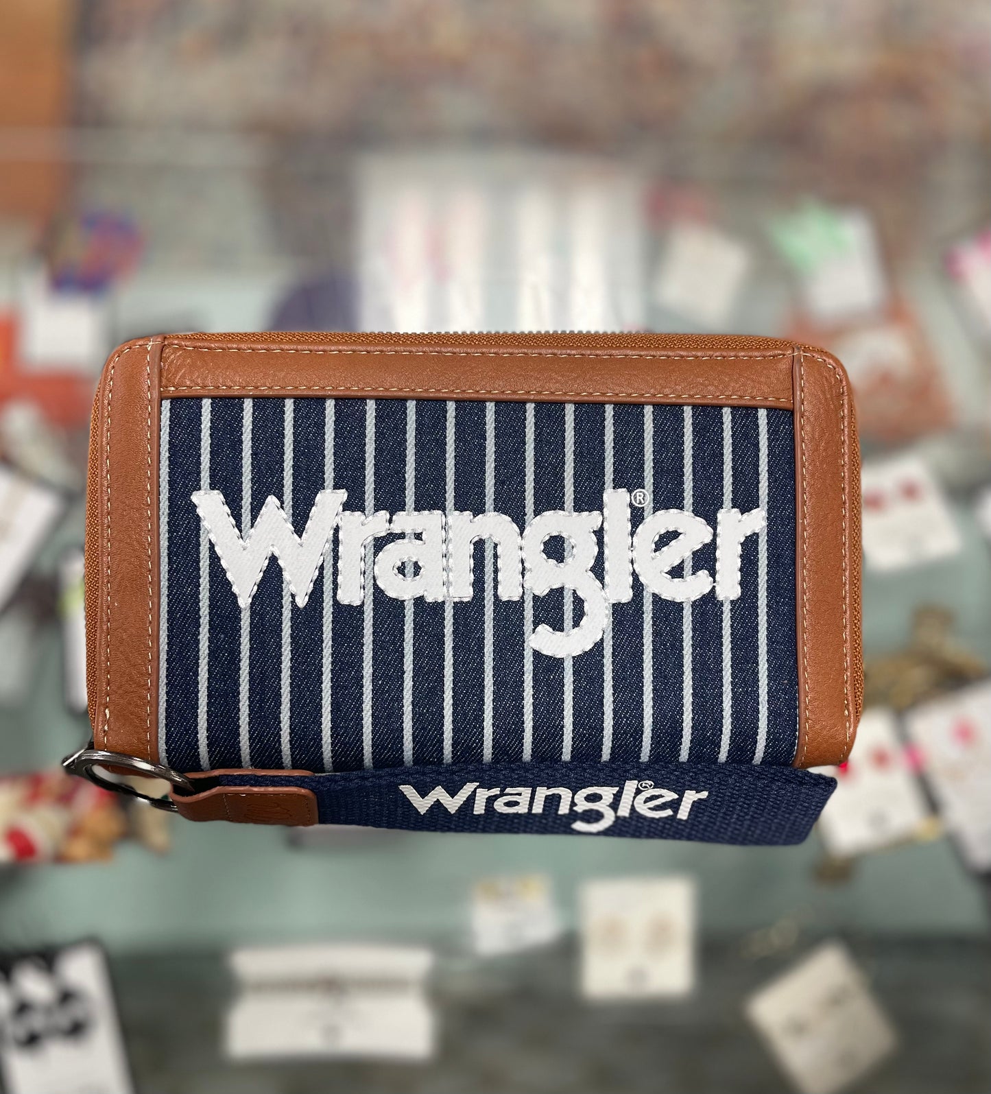 Wrangler Leather Trim Canva Wristlet Wallet