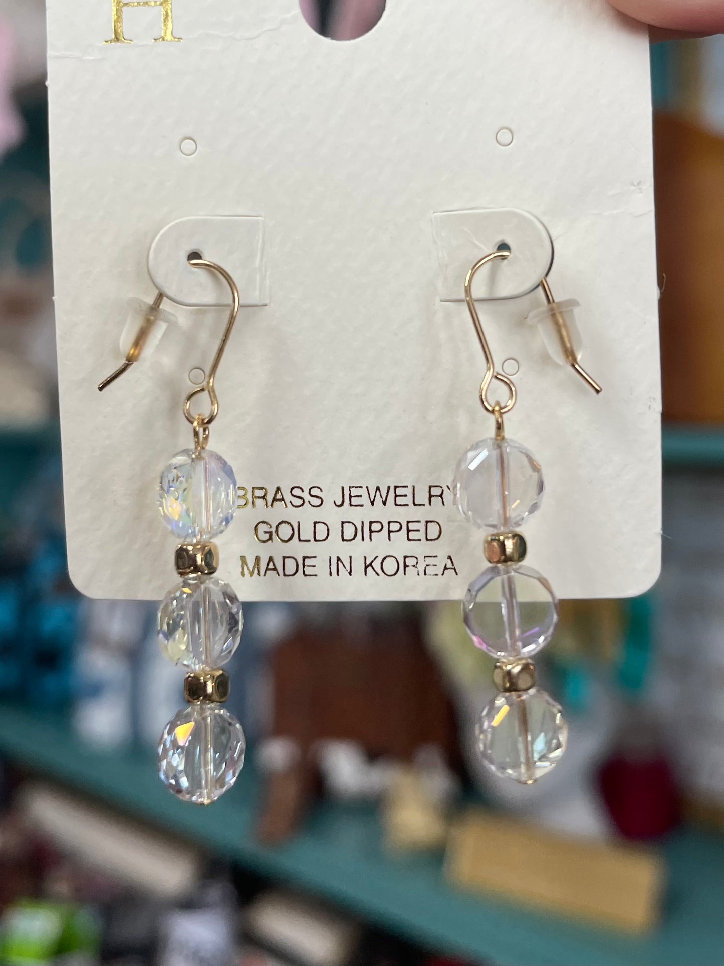 3 Tier Iridescent Drop Earrings