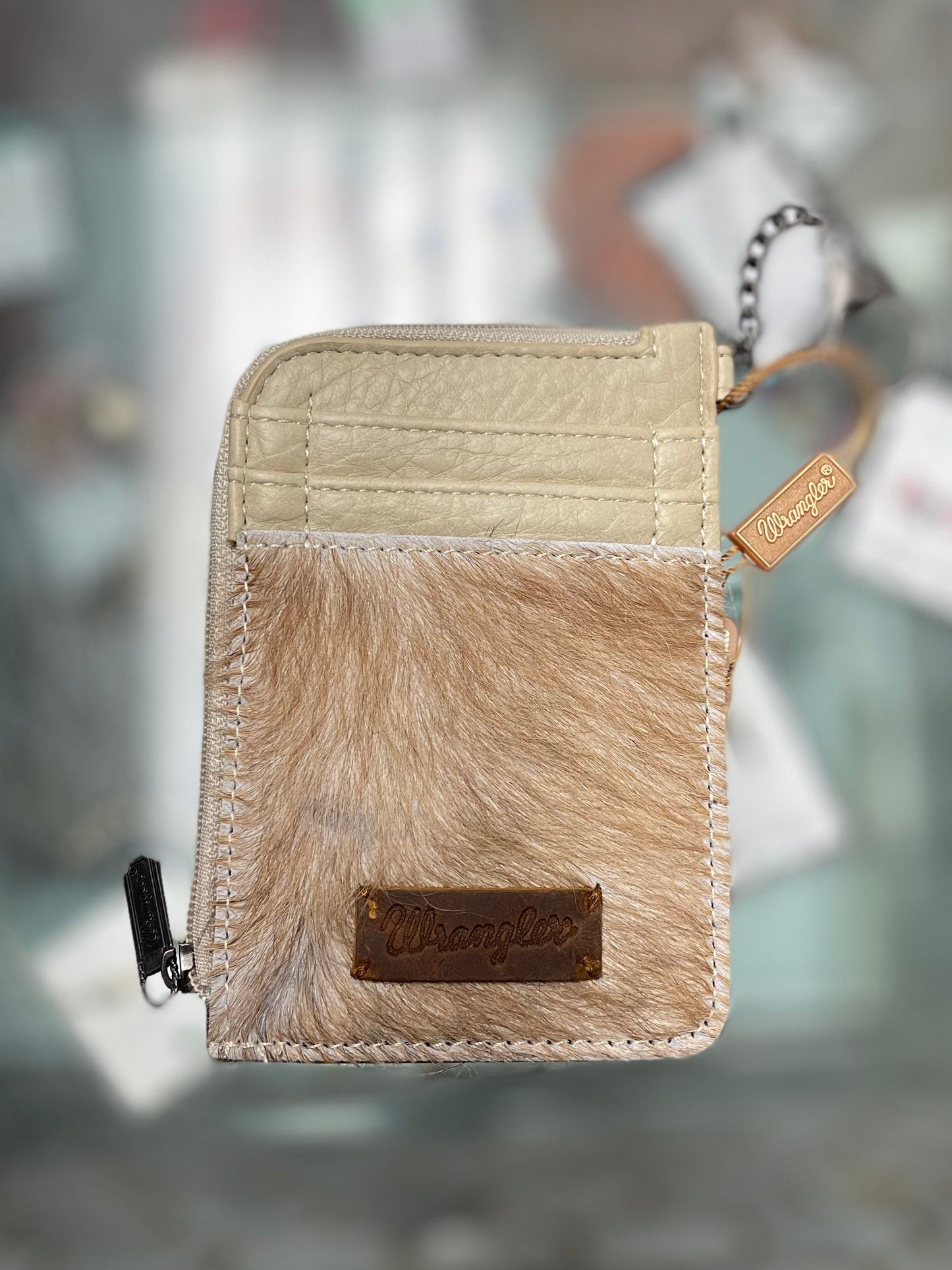 Wrangler Cowhide Zip Card Case Wallet