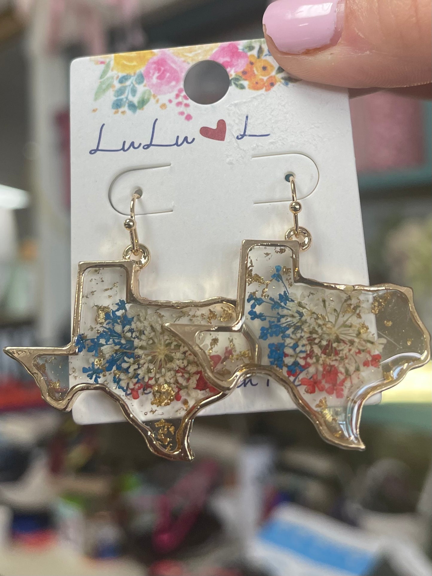 RW&B W/ Gold Trim Texas Earrings