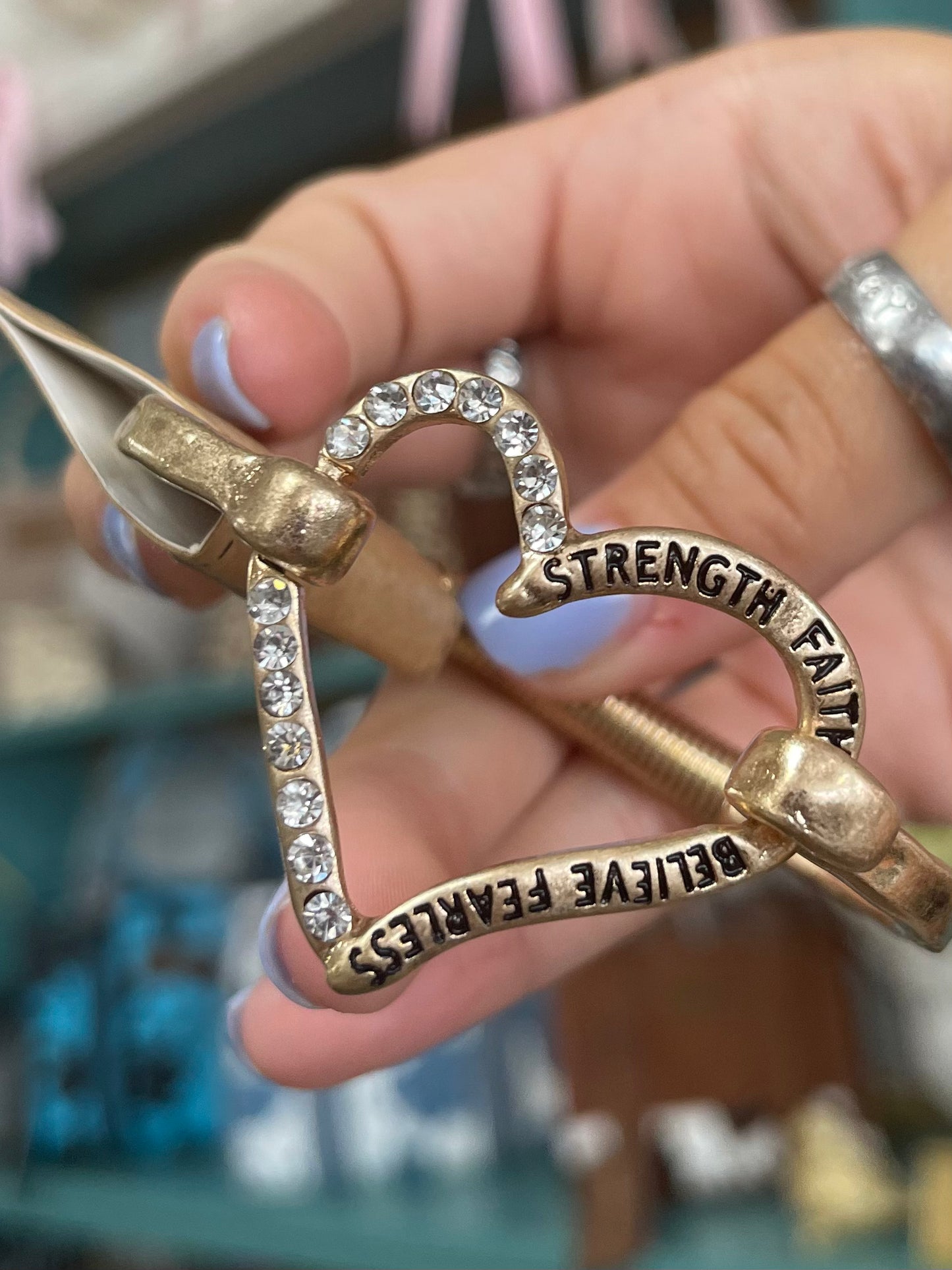 Strength & Faith Gold Heart Bracelet