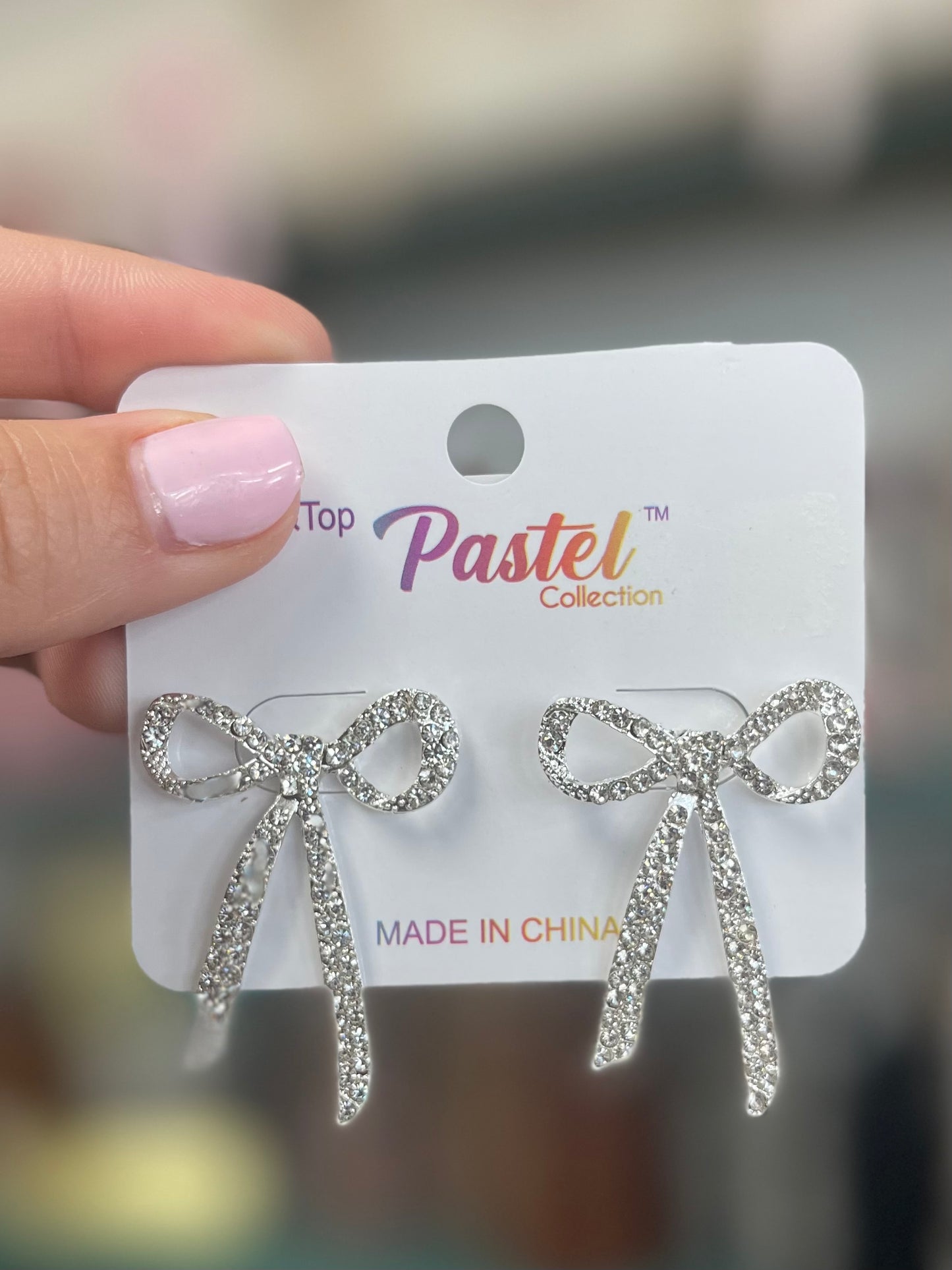 Silver Ribbon Bow Earrings