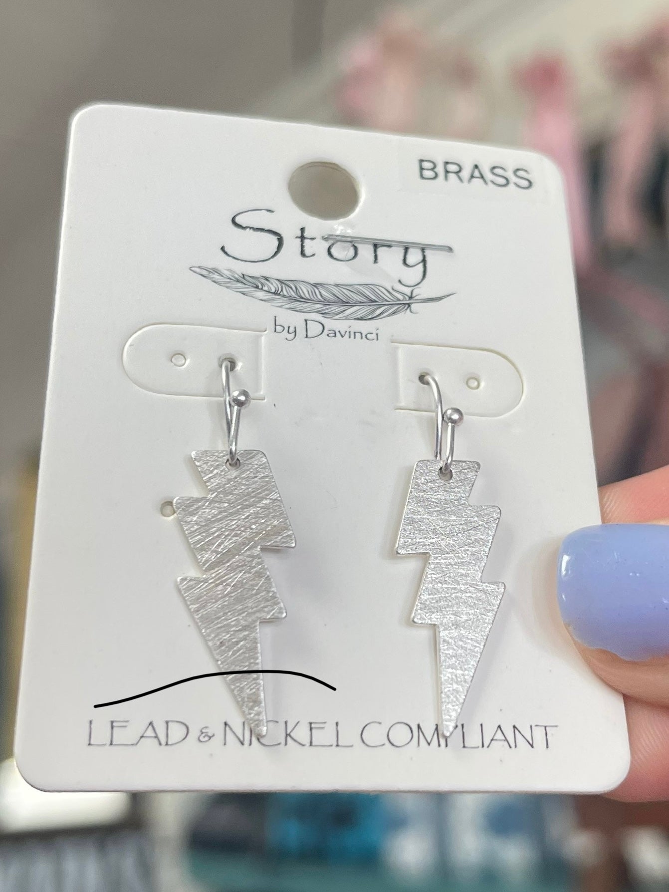 Brass Lightning Bolt Studs