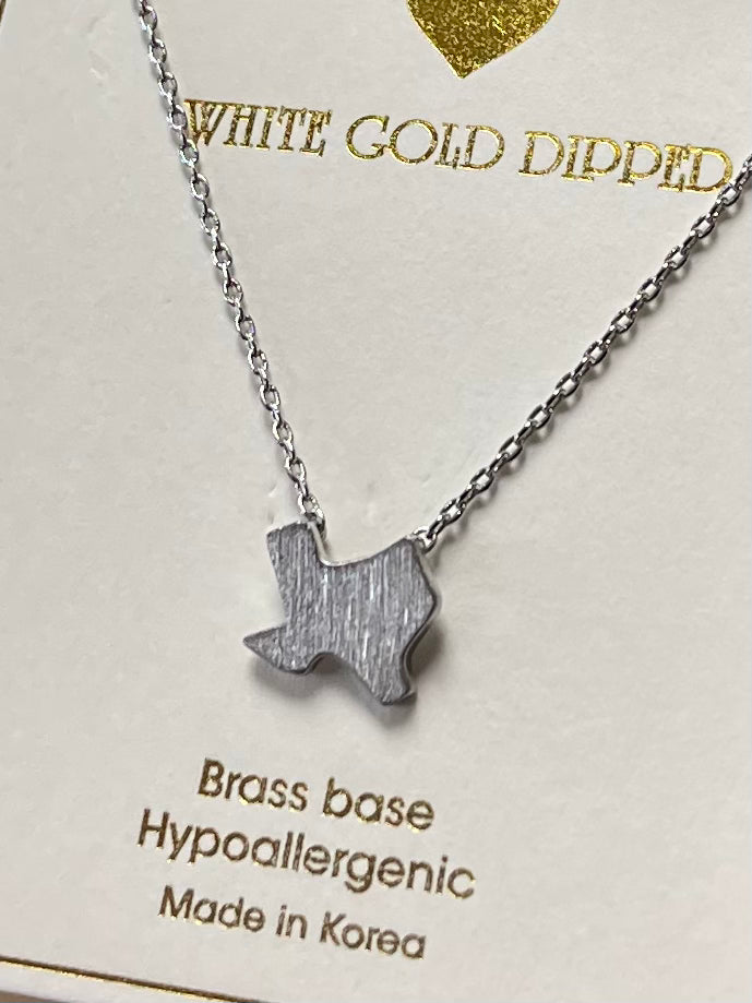 White Gold Dipped Texas Necklace