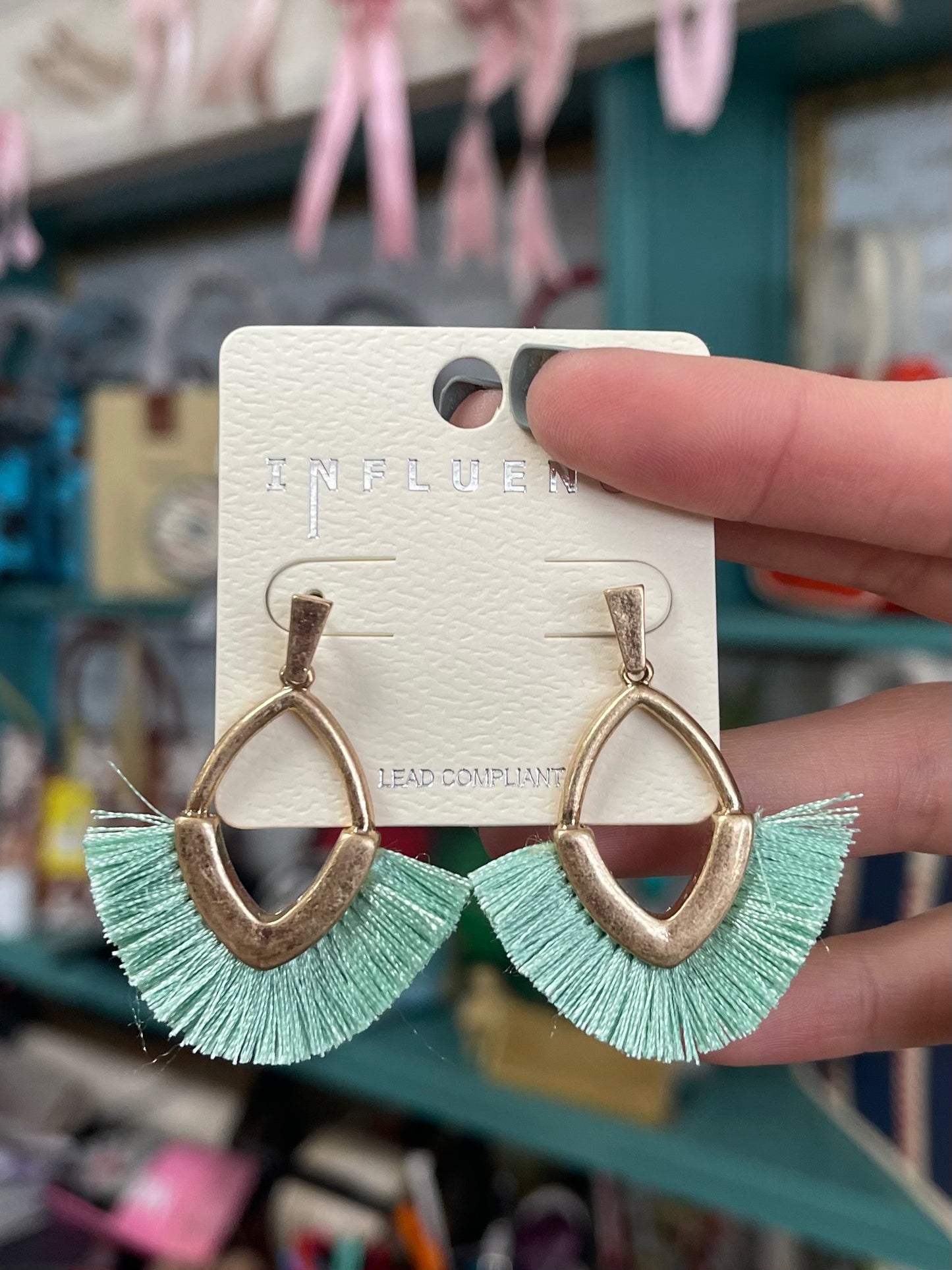 Semi Oval Gold Earrings With Tassels
