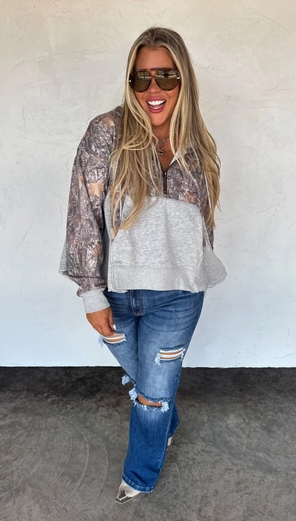 The Hunter Wooded Camo Half Zip Hoodie Pullover
