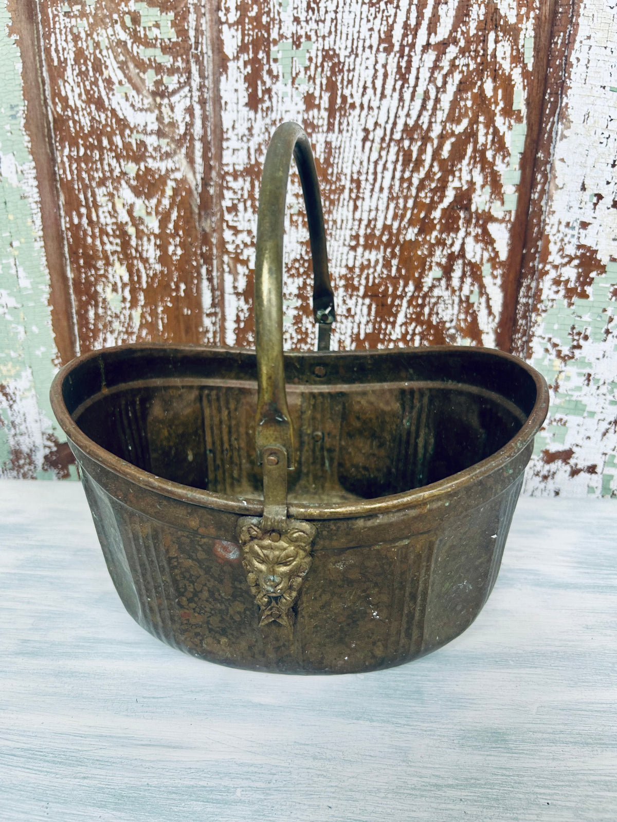 Vintage brass coal bucket