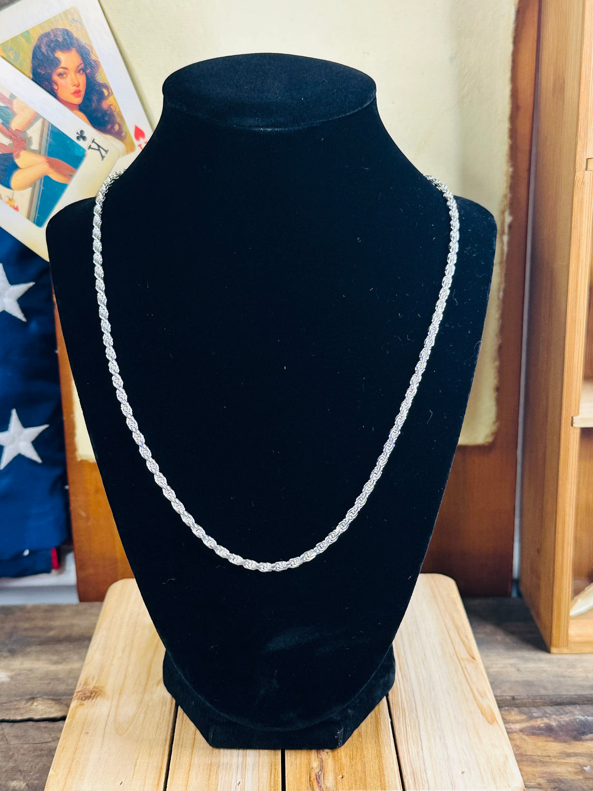 20” 3mm solid rope chain 925 #8