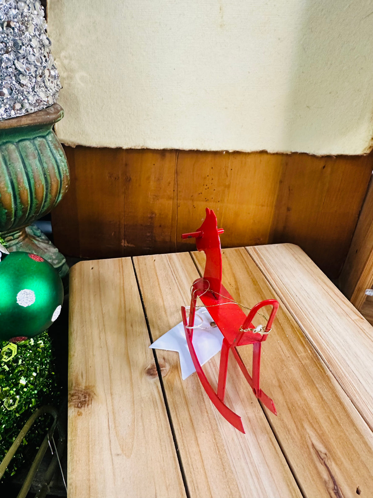 Rocking horse ornament red C16