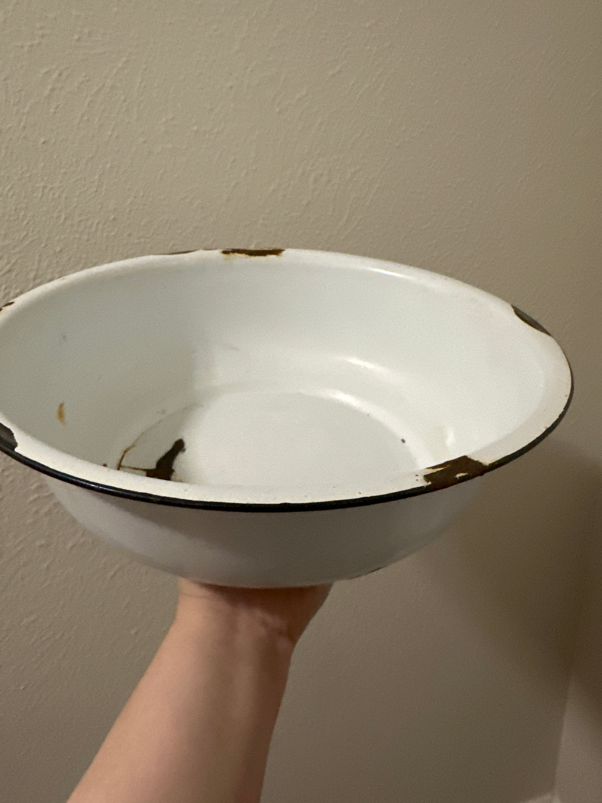 12” white enamel bowl