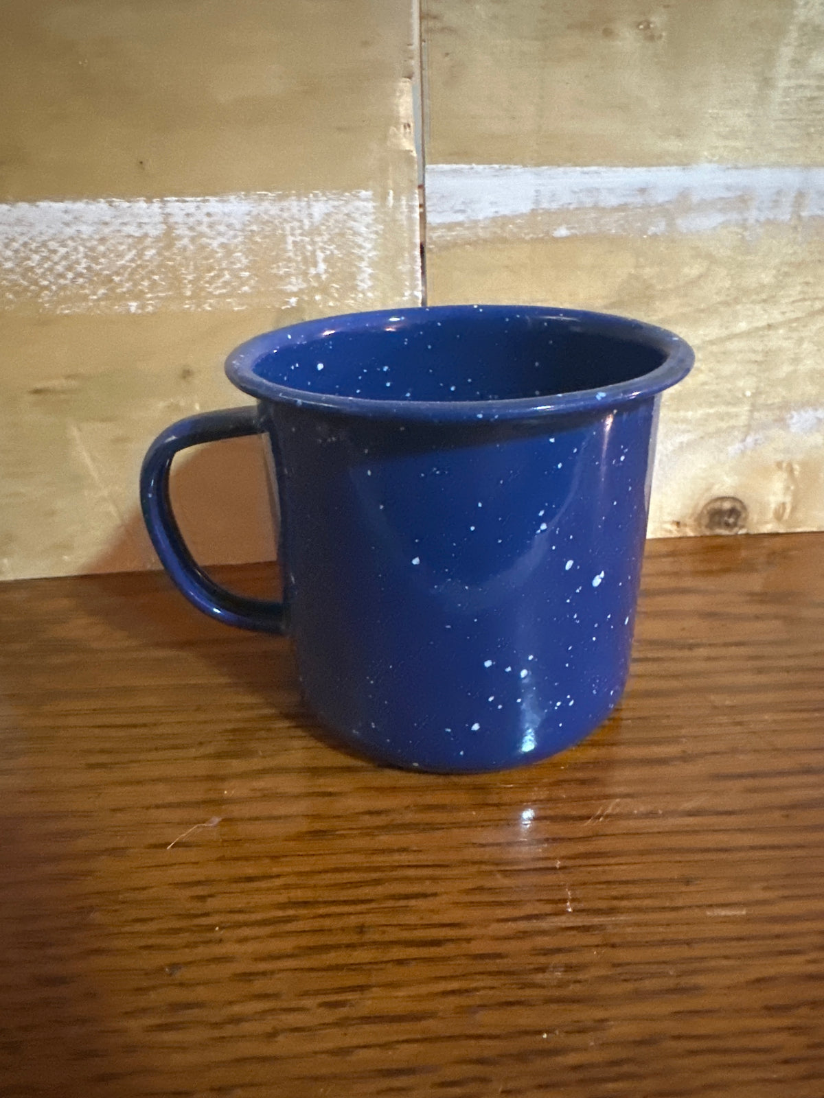 Blue enamel cup