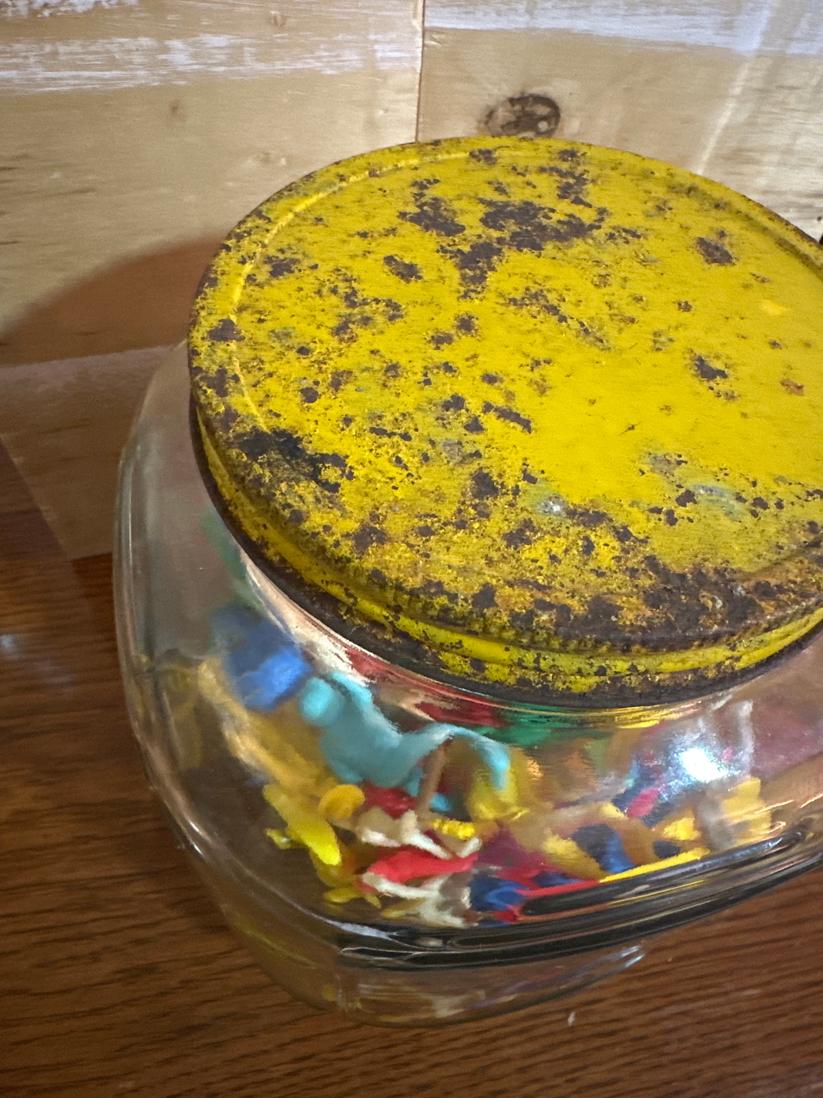 Large jar of toy cowboys and Indians