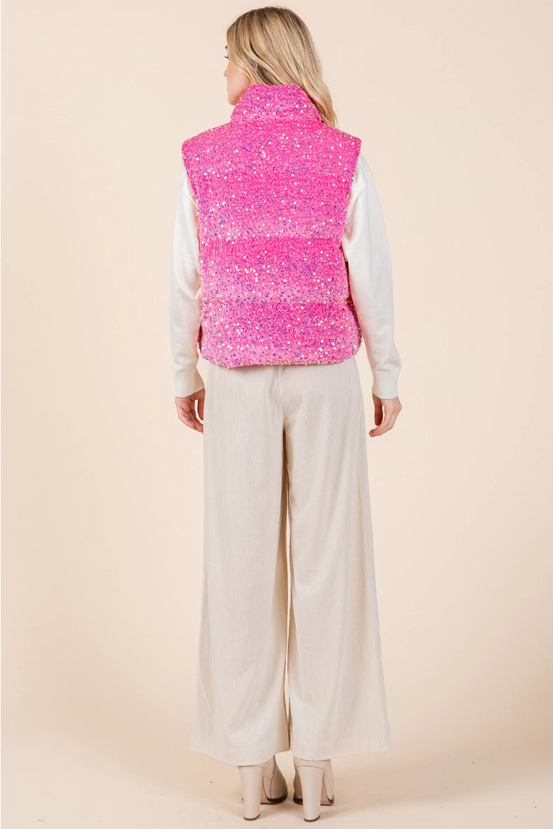 Sequin Puffer Vest