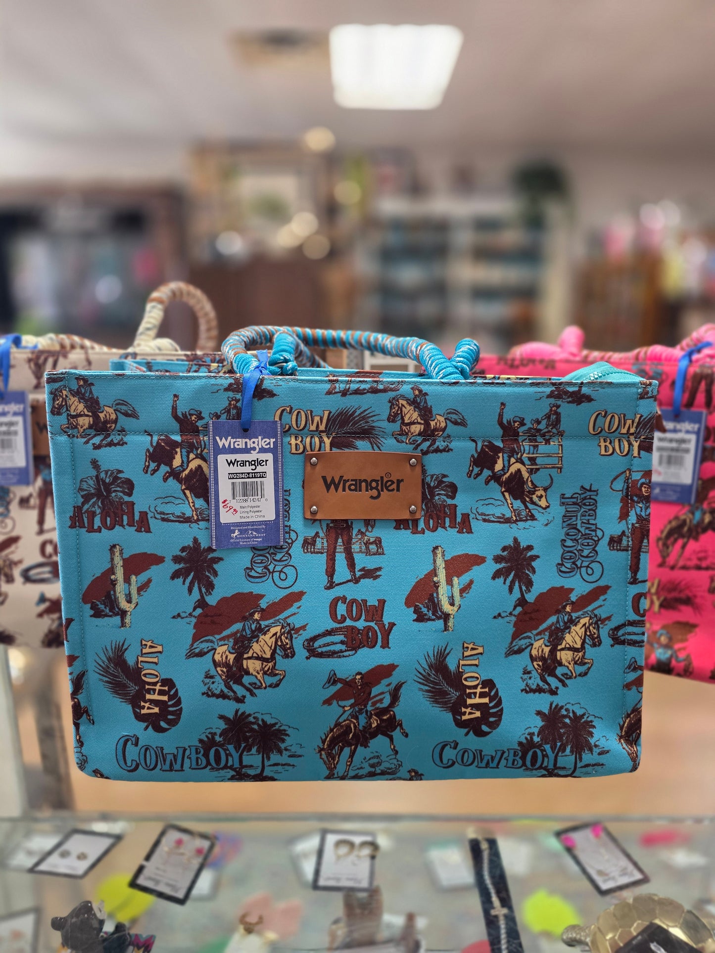 Wrangler Aloha Cowboy Large Canvas Tote Bag