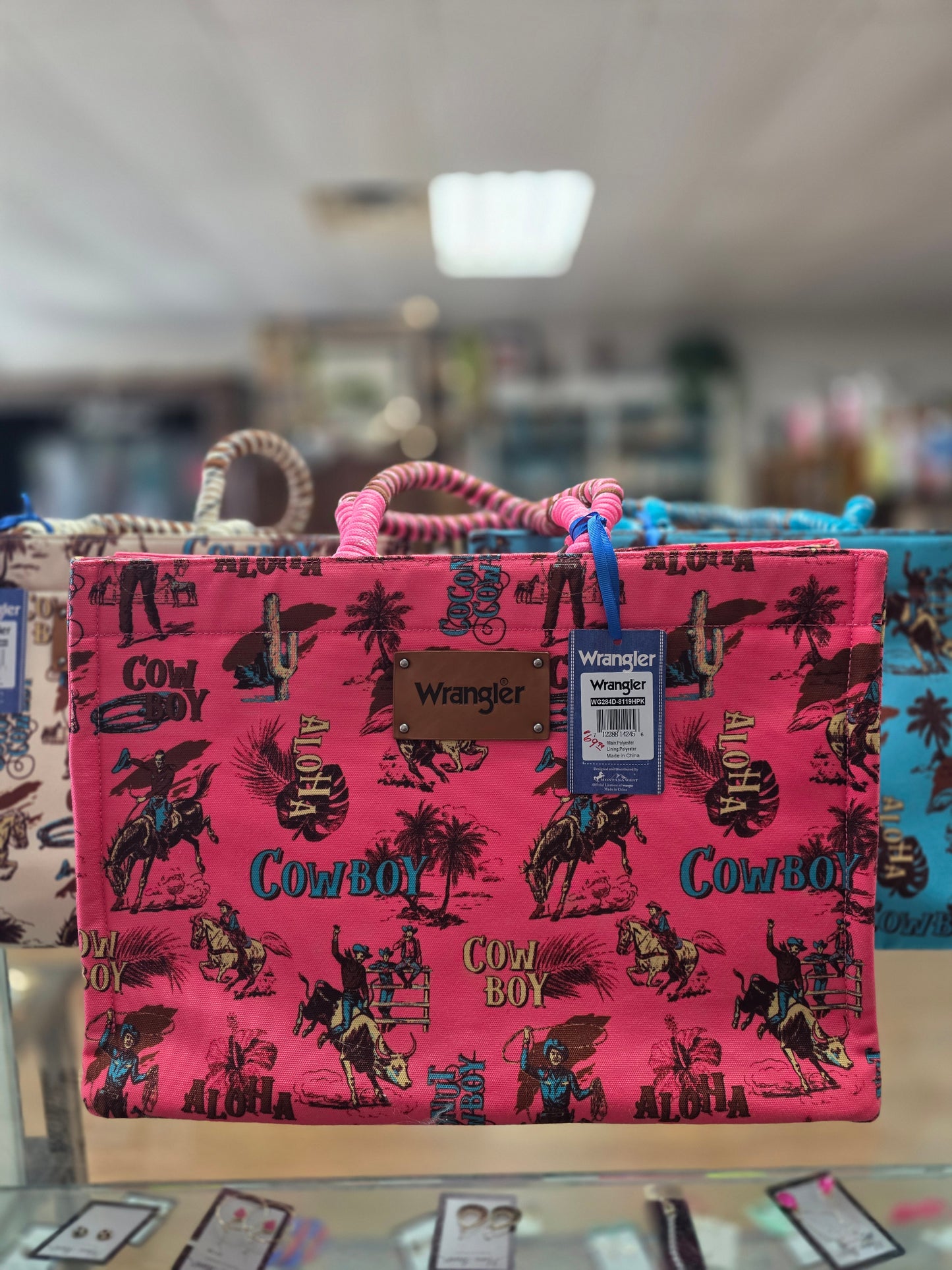 Wrangler Aloha Cowboy Large Canvas Tote Bag