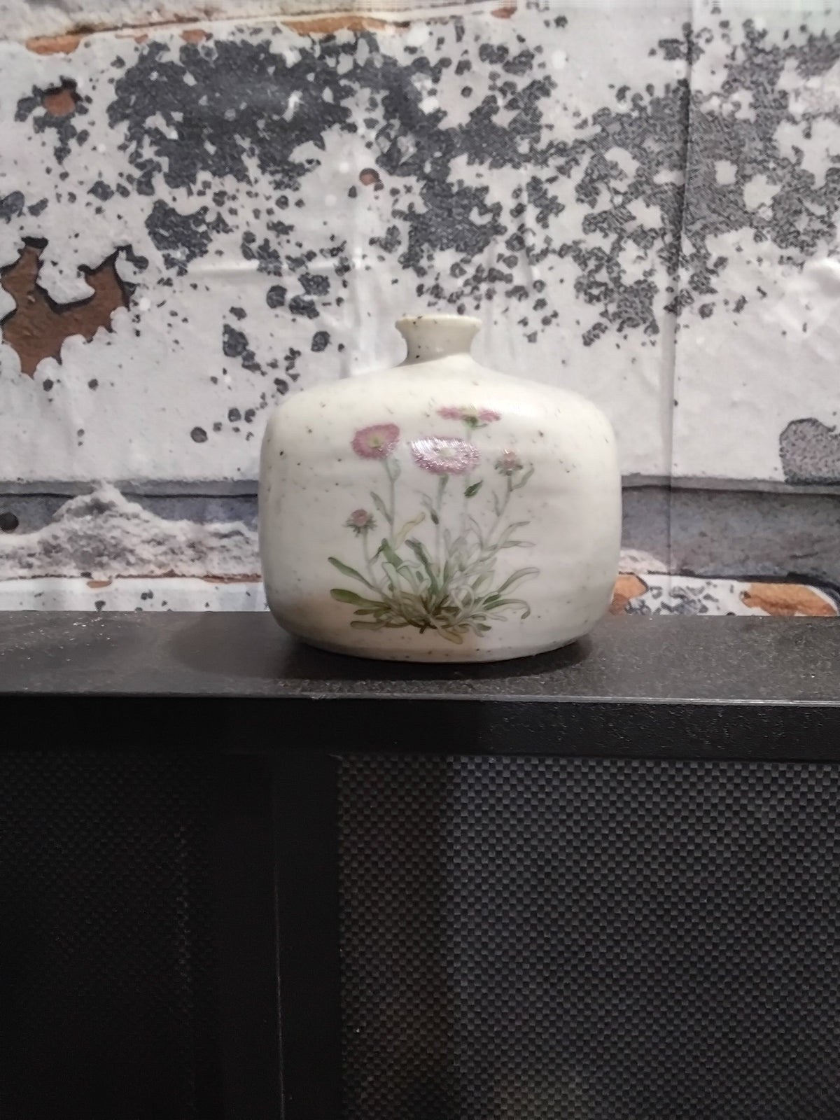 vintage Takahashi San Francisco speckled stoneware bud vas