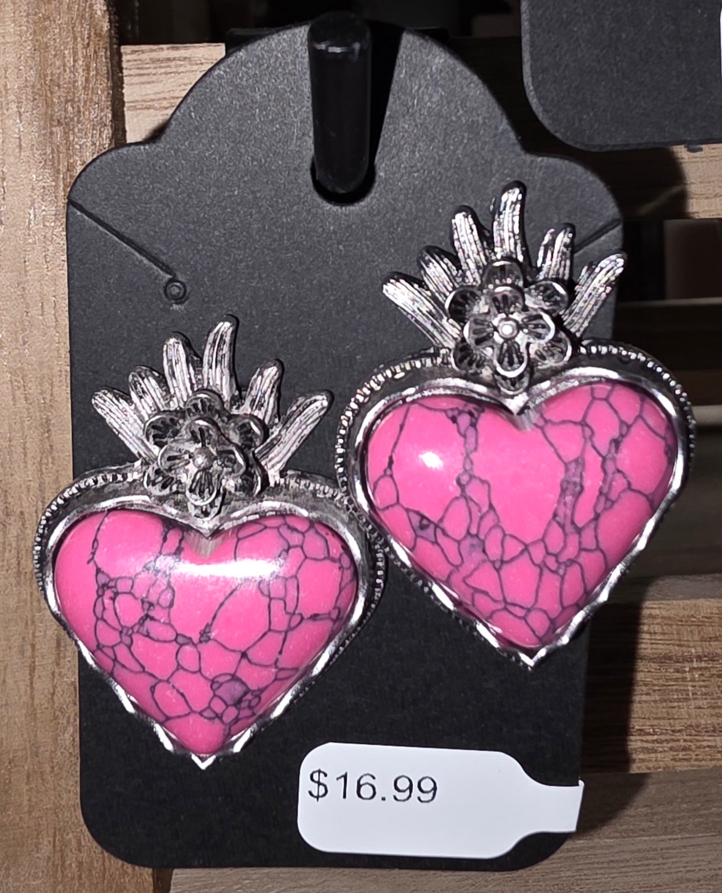 Flaming Heart Stone Earrings