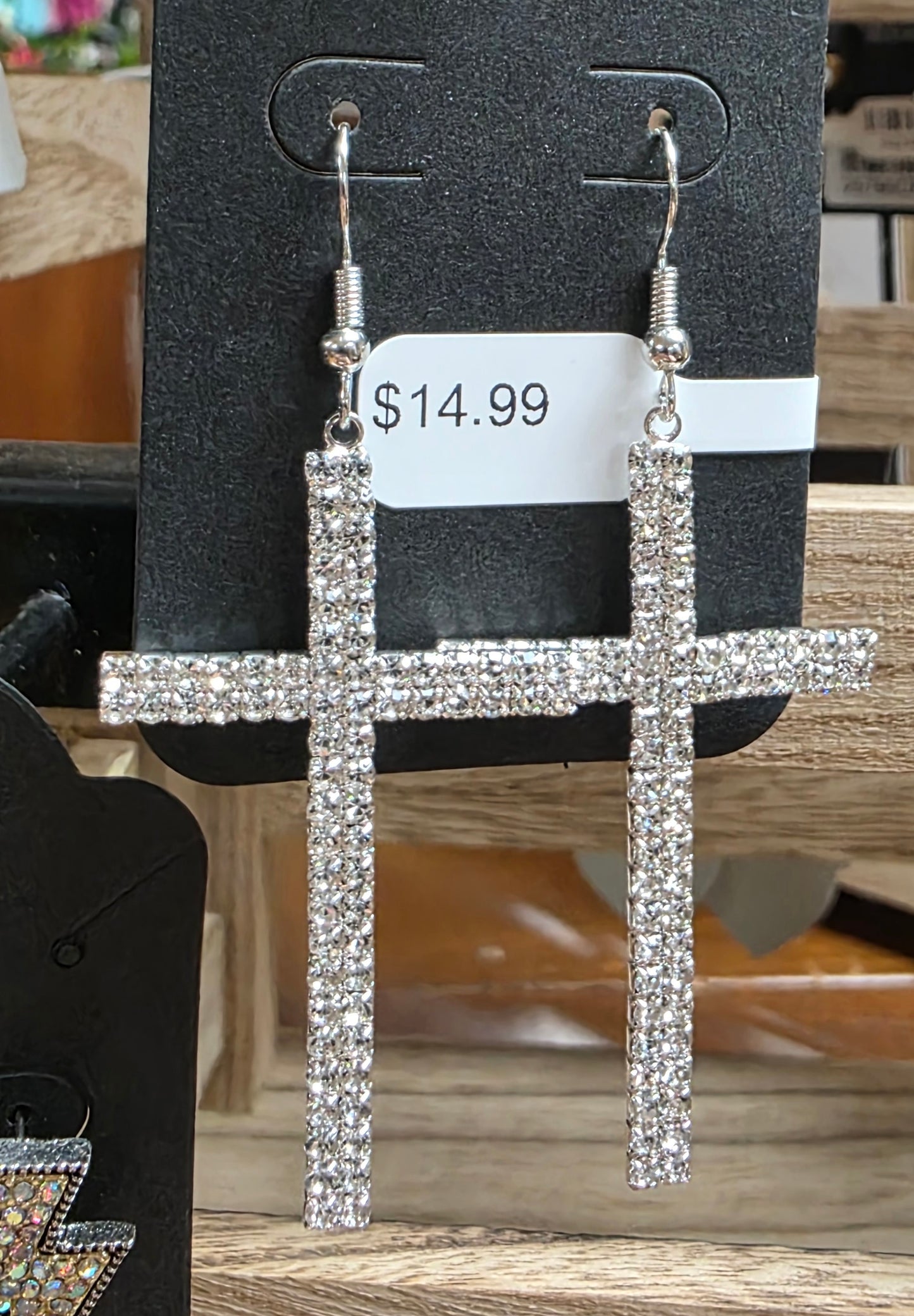 Bling Cross Dangle Earrings