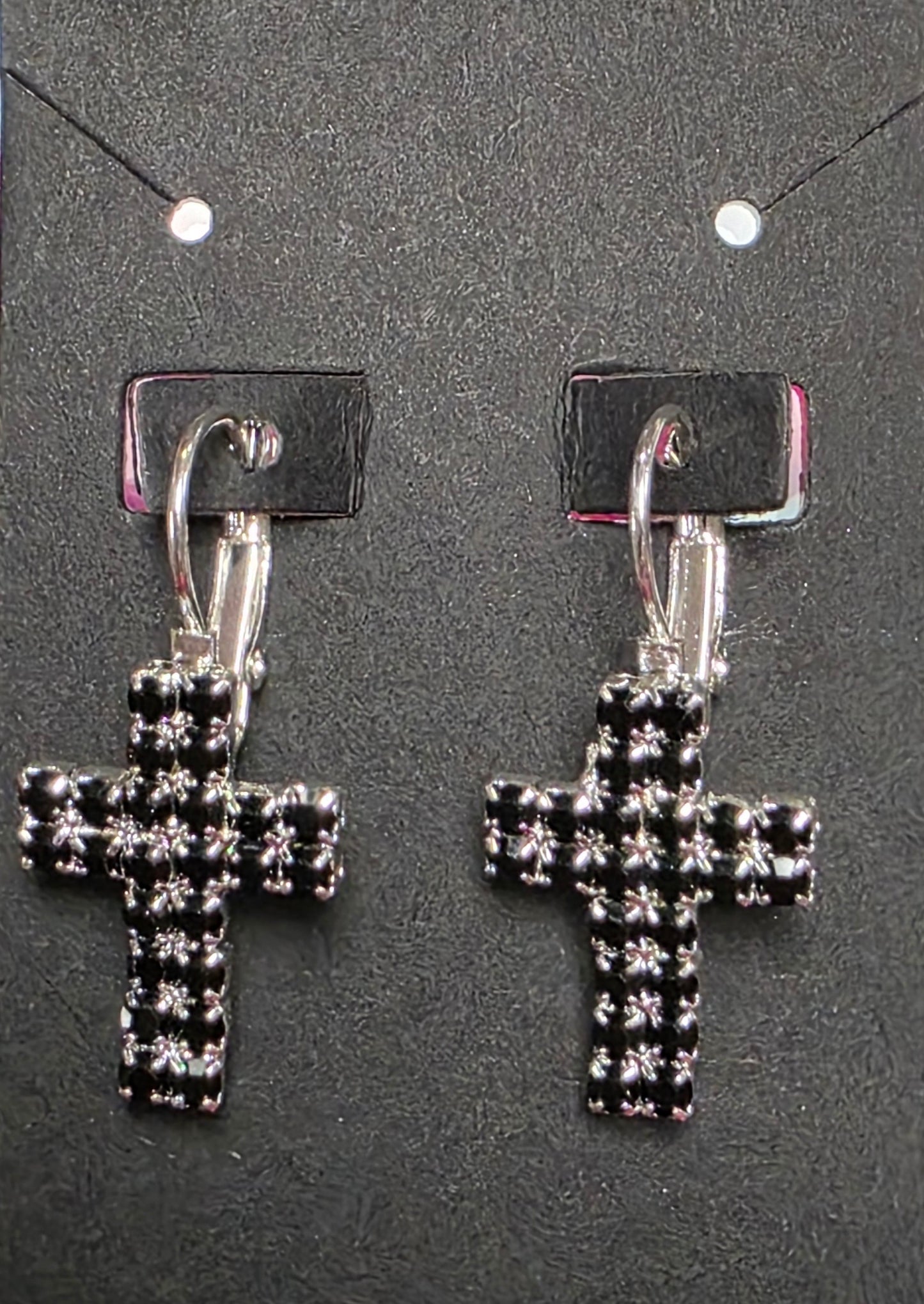Small Bling Cross Earrings