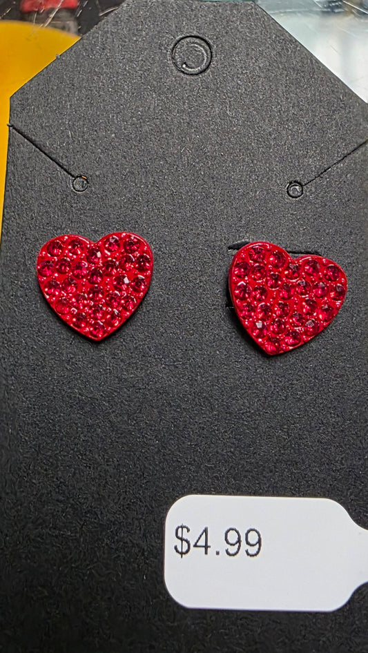 Small Heart Bling Stud Earrings