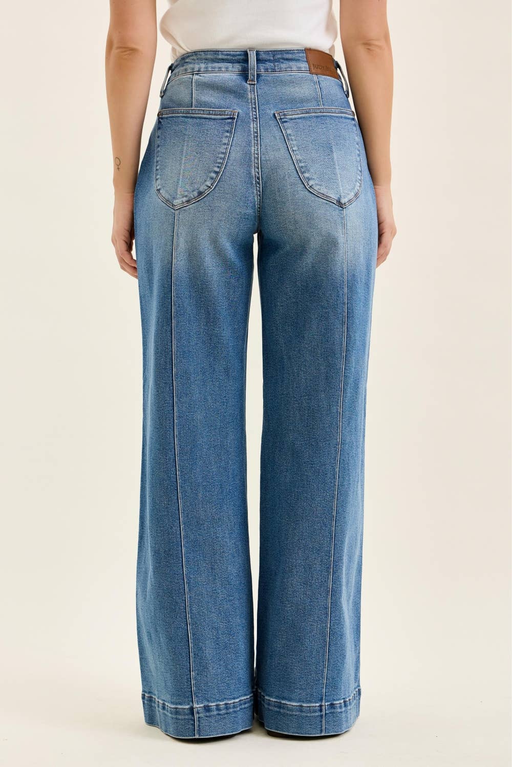 Judy Blue Jeans HW LIZA Multi Inseam Palazzo w/ Shield Pkts MD Classic Fade
