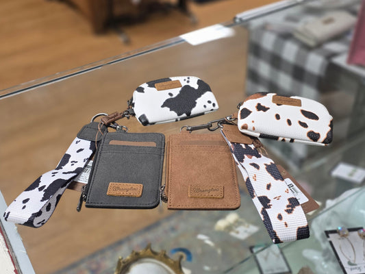 Wrangler Cow Print Dual Pouch Wristlet