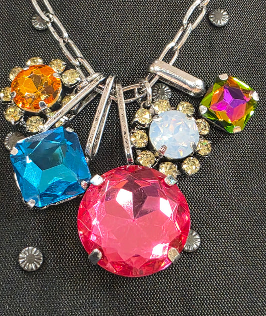 19" Link Chain w/ 5 Large Bling Pendants