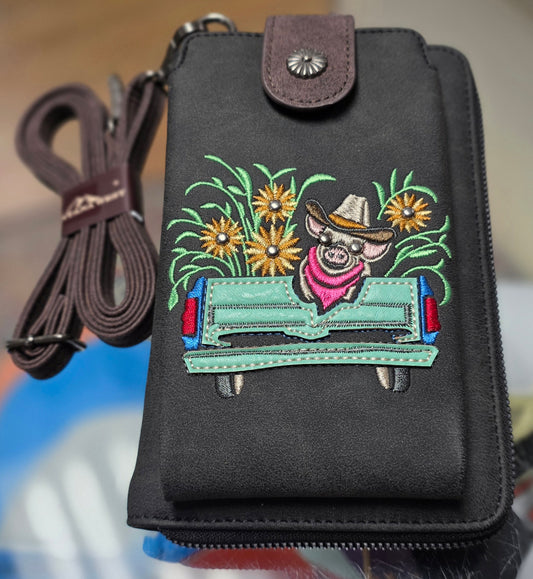 Montana West Crossbody Phone Purse * Farm Pig *