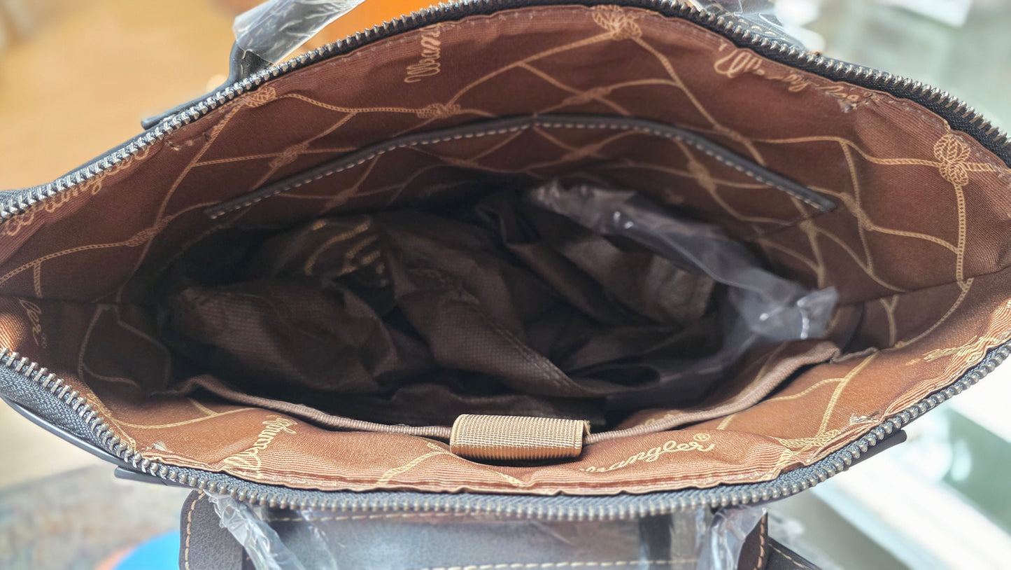 Wrangler Genuine Hair-On Cowhide Floral Tooled Convertible Backpack / Crossbody