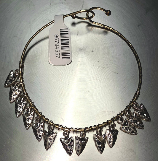 Gold Bracelet w/ 13 Silver Arrowhead Pendants