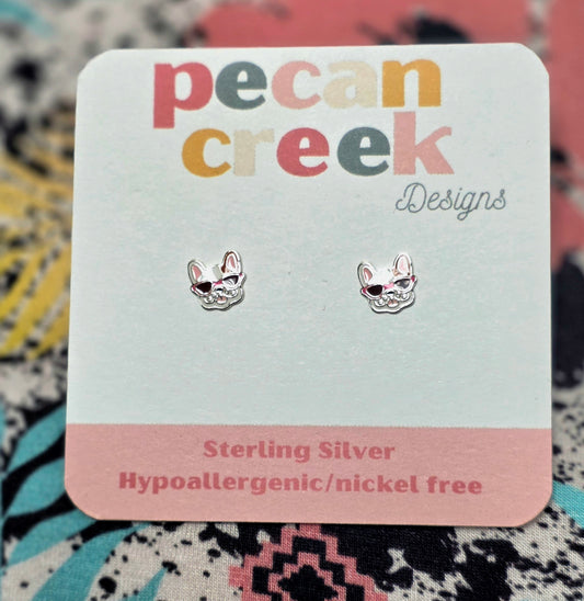 Mini Frenchie Sterling Silver Stud Earrings