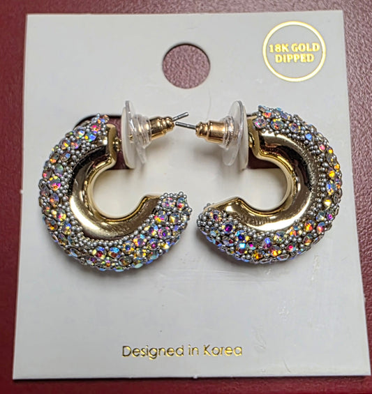 Bling 18K Dipped Half Hoop Earrings