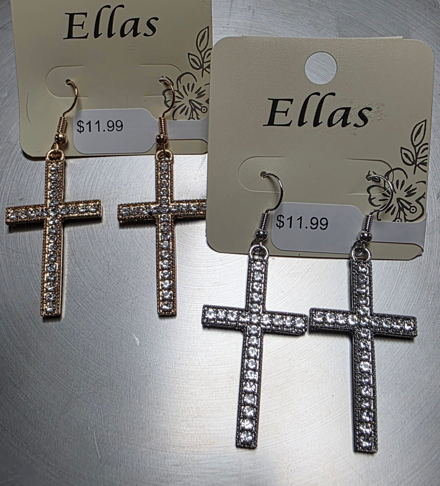 Rhinestone Cross Earrings