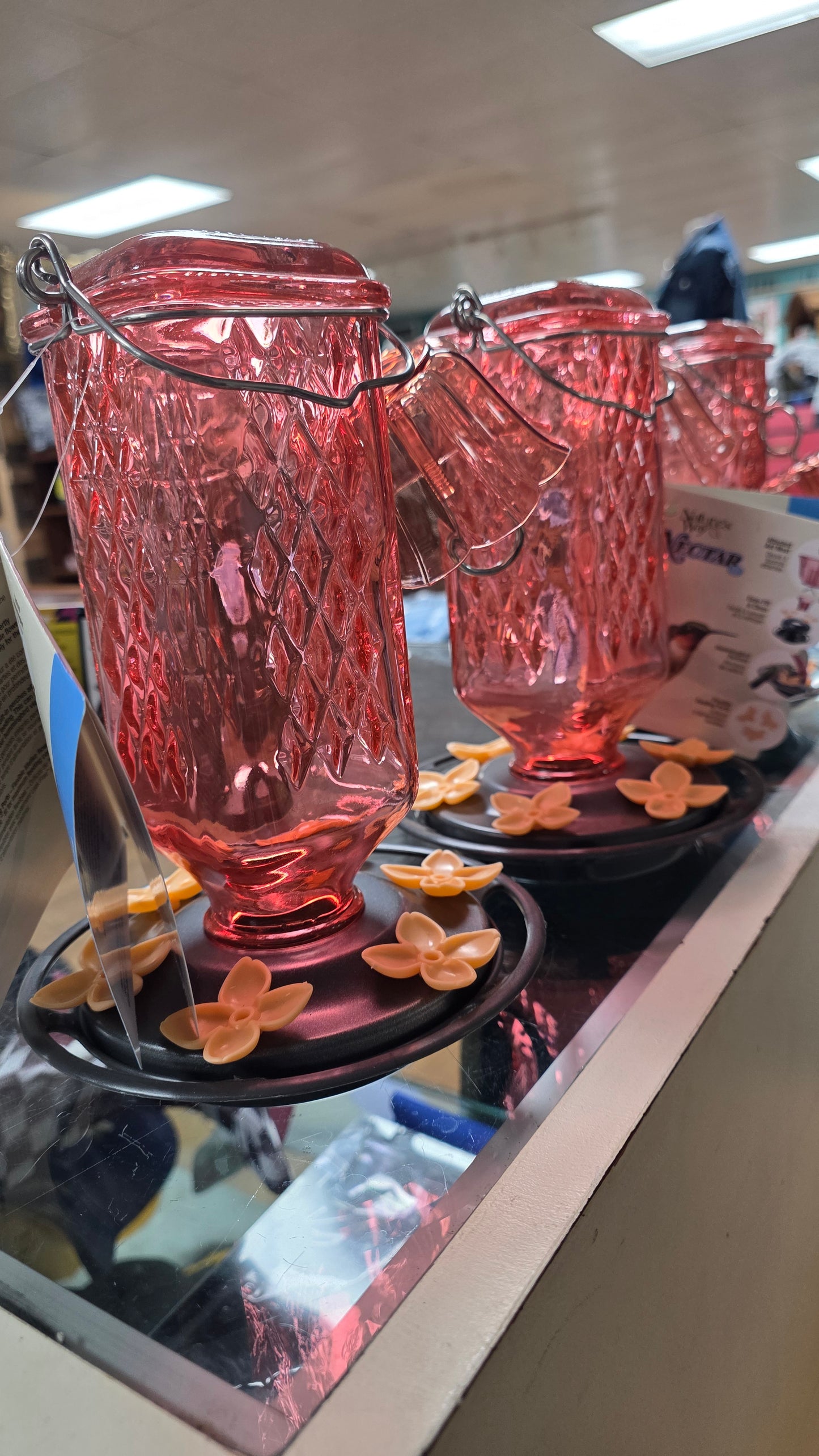Rose Glass Hummingbird Feeder w/ Ant Moat