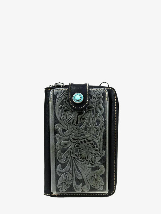 Montana West Tooled Crossbody Phone Purse with Concho