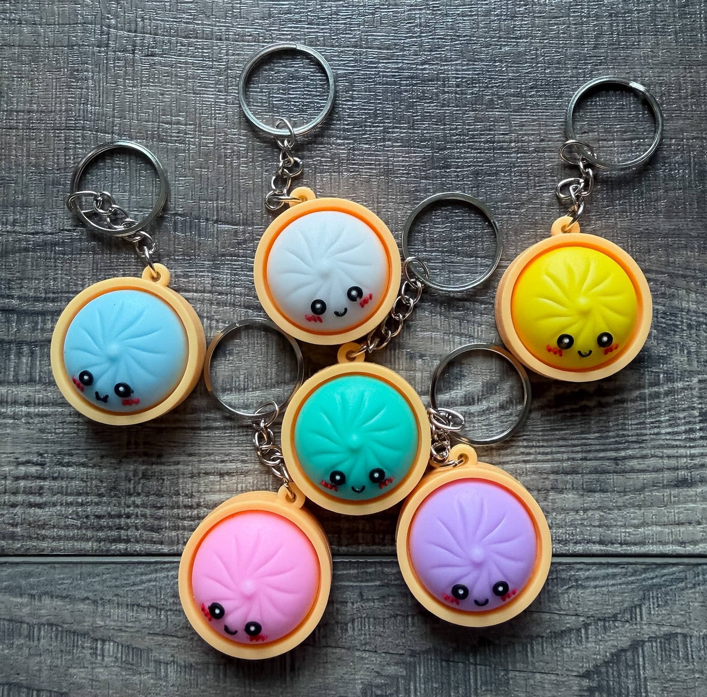 Dumpling Squish Toy Hard Plastic Keychain