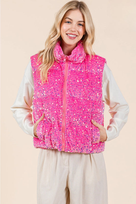 Sequin Puffer Vest