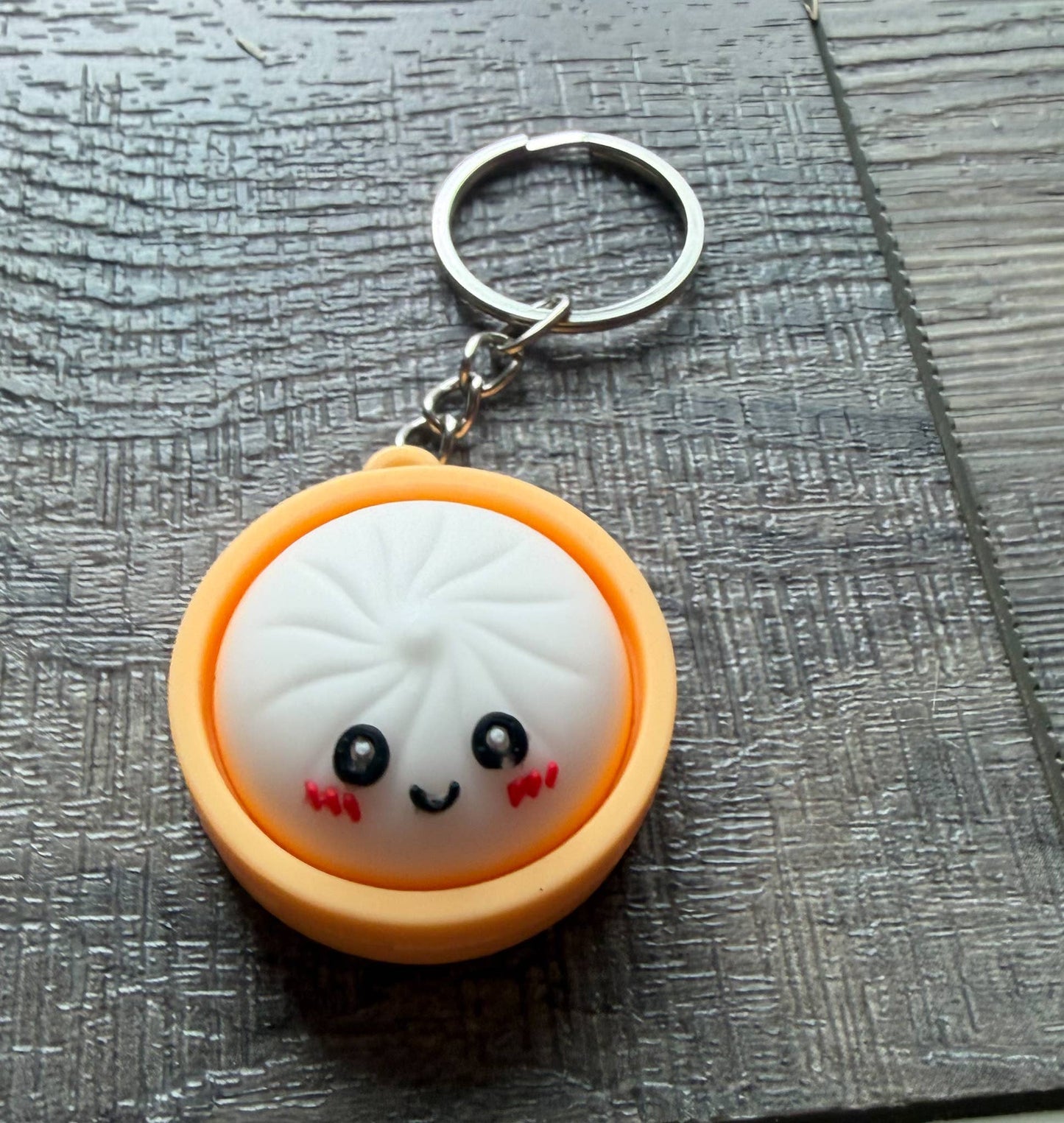 Dumpling Squish Toy Hard Plastic Keychain