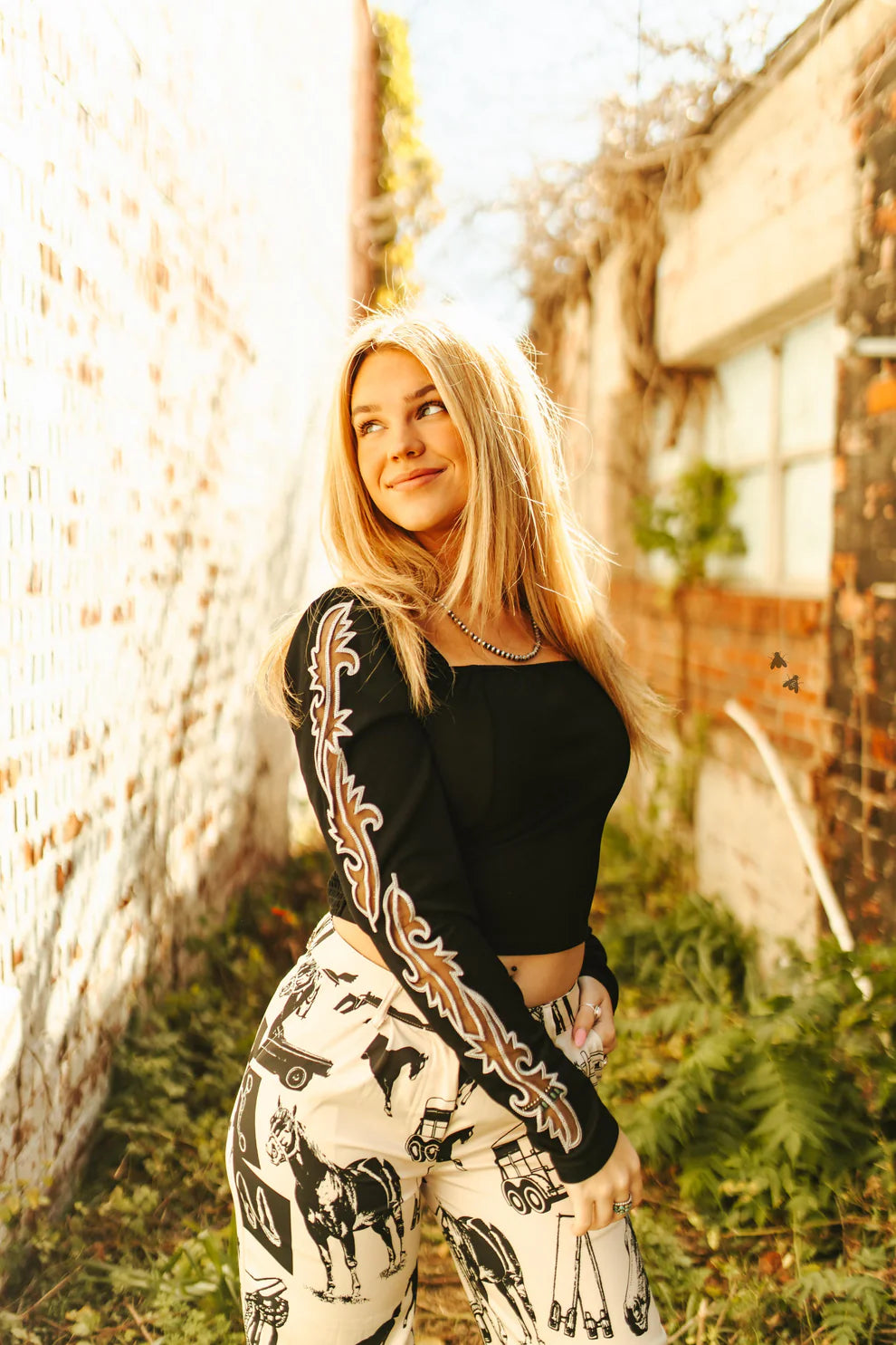 Cut It Western Cropped Longsleeve