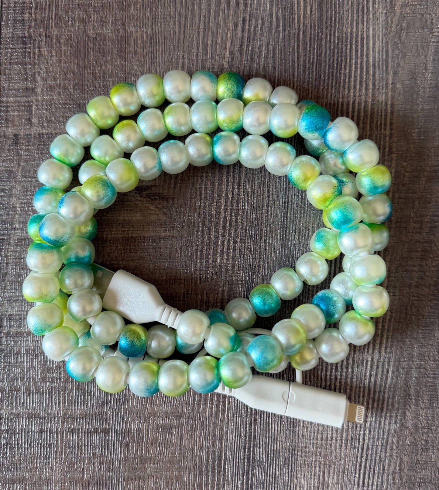 Mermaid Beaded Phone Charger with Lightning & USB-C