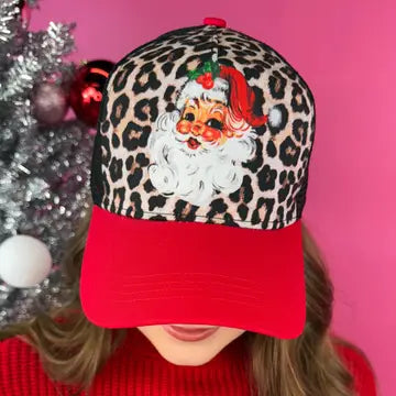 Santa Safari Chic Trucker Hat- leopard