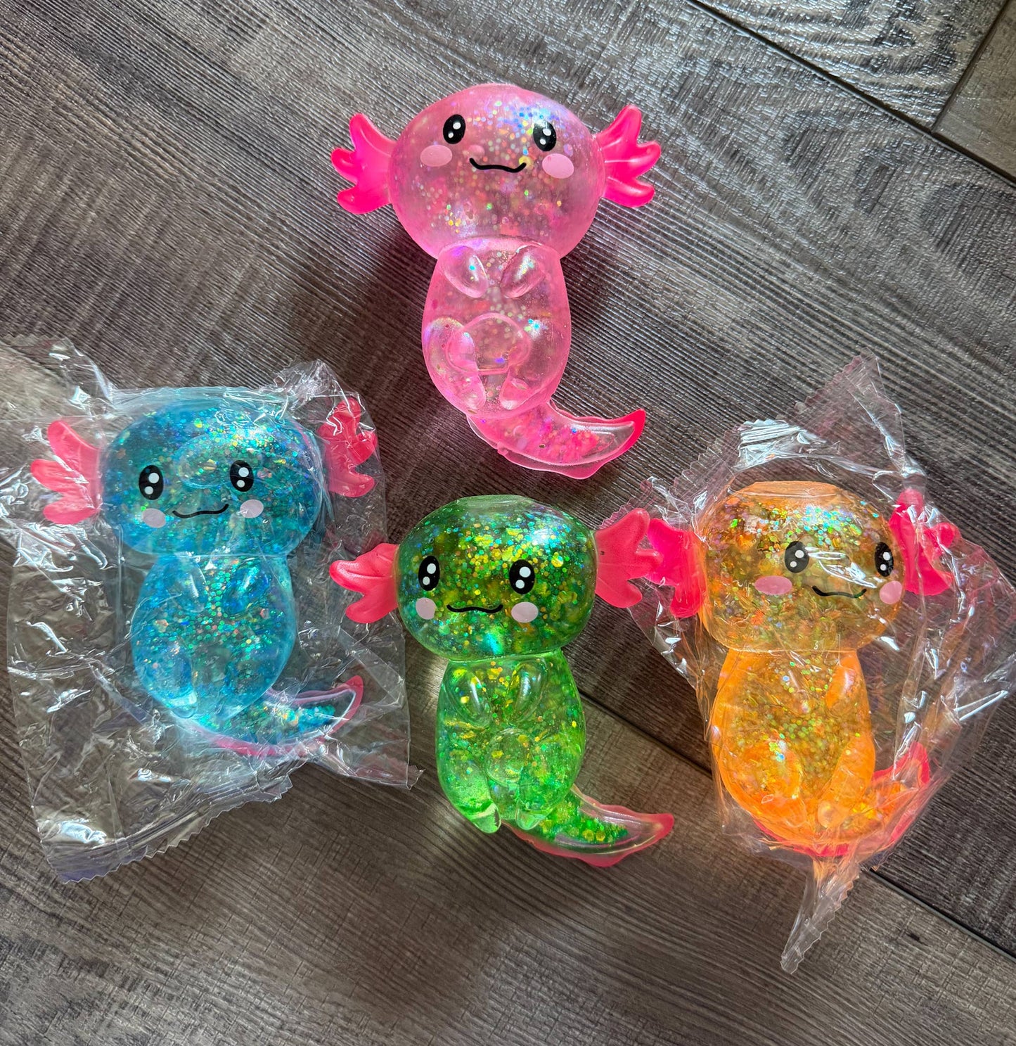 Squishy Squish Glitter Axolotl Stress Toy
