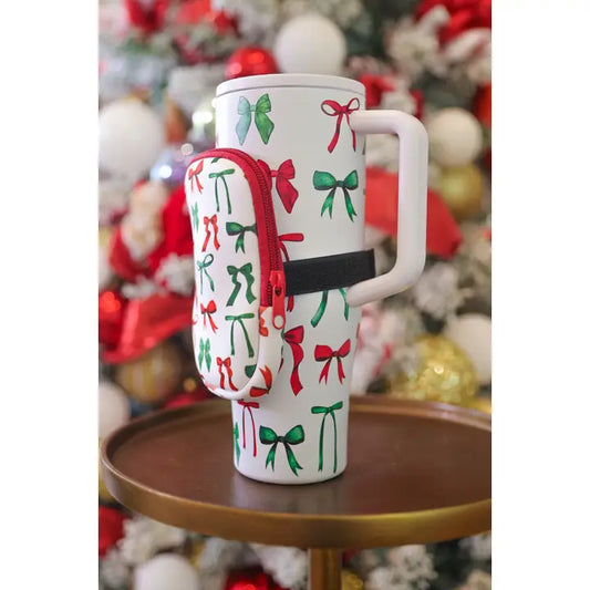 Tumbler Zip Pouch- Midnight Bow Christmas Edition