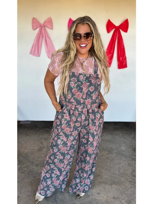 Cassidy Floral Denim Overalls